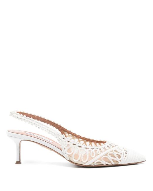 Aquazzura Kahlo 50mm スリングバック パンプス White