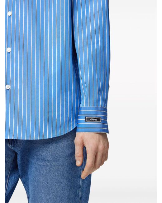 Camicia Nautical a righe di Versace in Blue da Uomo