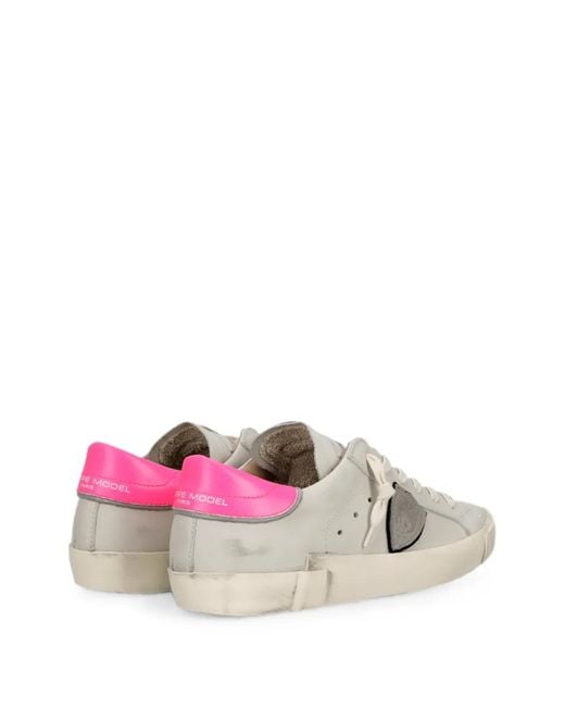 Philippe Model White Prsx Low Logo-Patch Sneakers