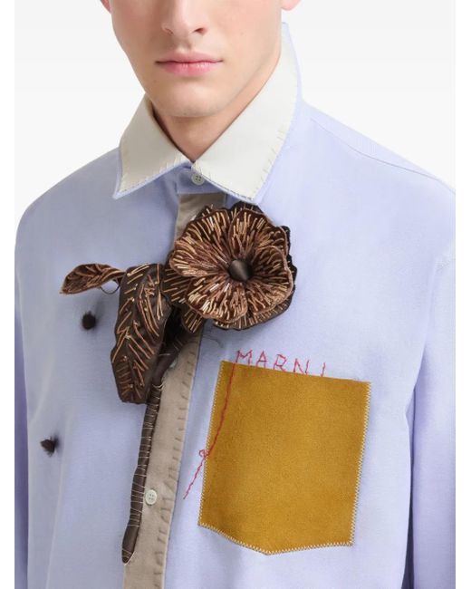 メンズ Marni コントラストカラー シャツ Blue