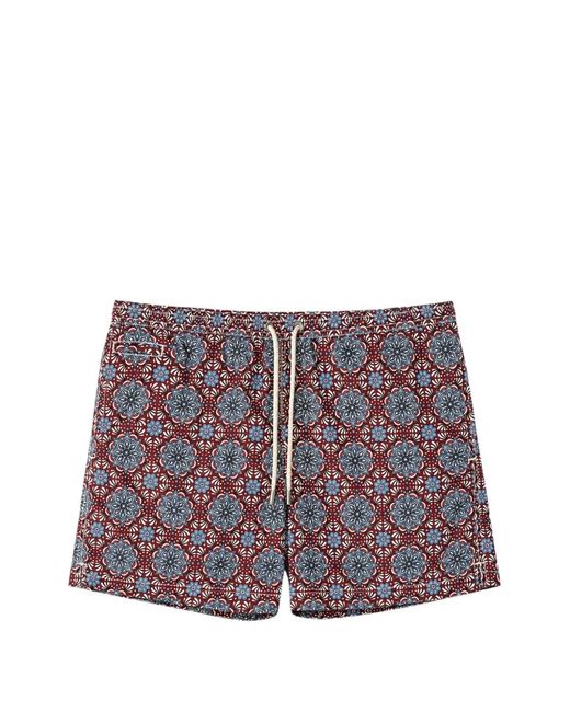 Mc2 Saint Barth Purple Floral-Print Drawstring Swim Shorts for men