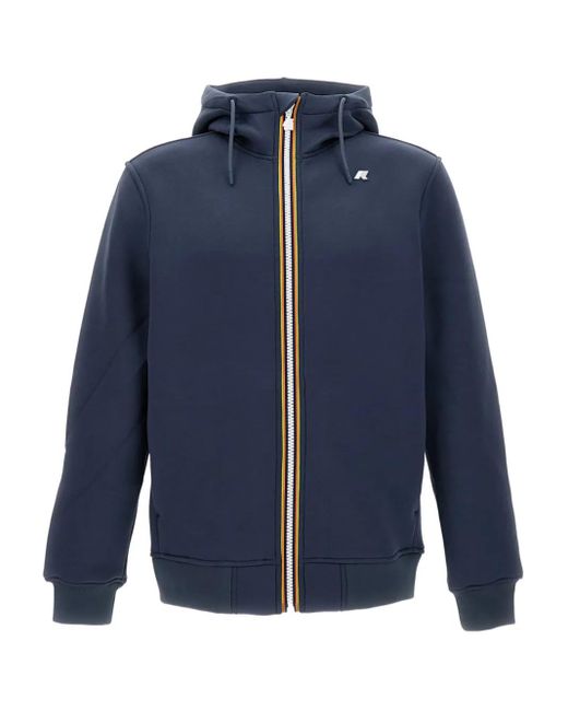Felpa Con Cappuccio E Zip di K-Way in Blue da Uomo