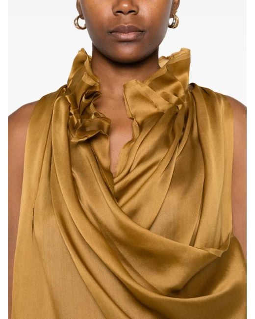 Khaite Metallic Drapiertes Maxikleid