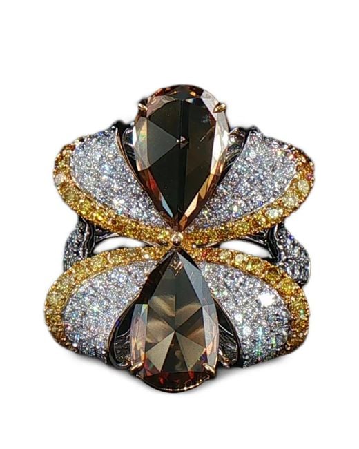 HYT Jewelry Metallic Floral Diamond Ring