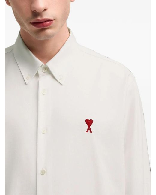 AMI White Cotton Shirt With Ami De Coeur