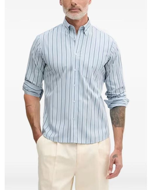 Benetton Blue Striped Button-Down Shirt for men
