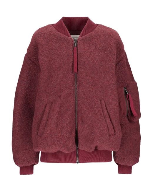 Laneus Red Bouclé Bomber Jacket
