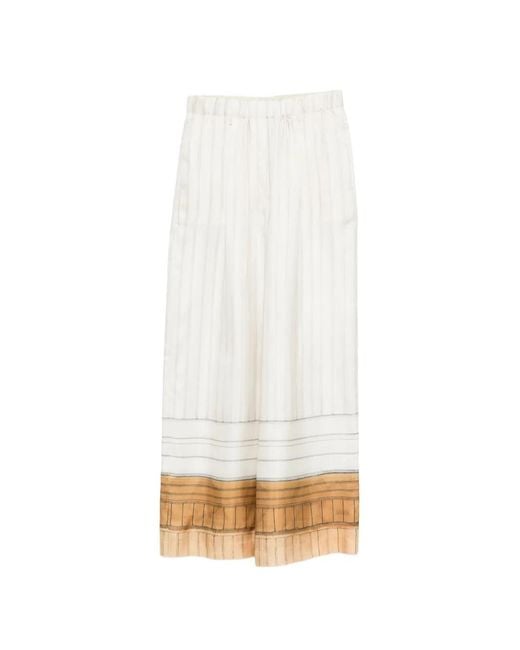 Alysi White Striped Palazzo Pants