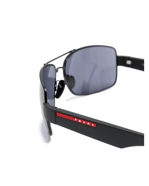 Prada Blue Rectangle-Frame Logo-Print Sunglasses for men