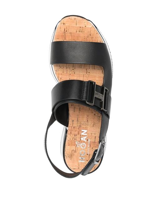 Hogan White Flatform Sandals