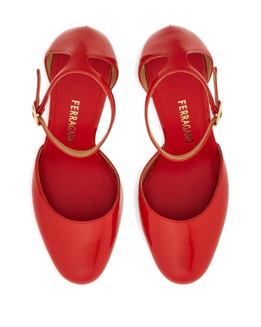 Ferragamo Red 90Mm Patent-Leather Pumps