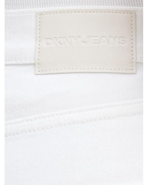 DKNY White Logo-Patch Straight-Leg Jeans
