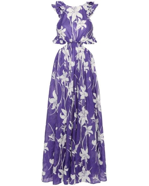 Zimmermann Purple Acadian Ruffle Cotton Dress