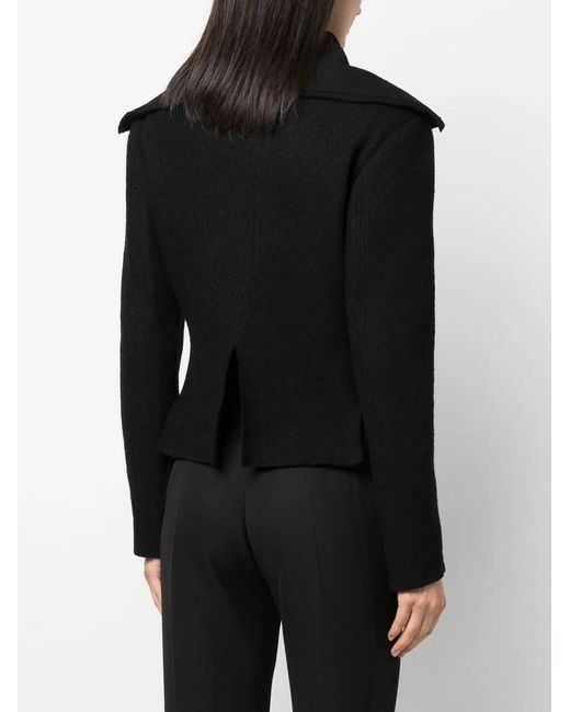 Yohji Yamamoto Black Sailor-Collar Slit-Detail Jacket
