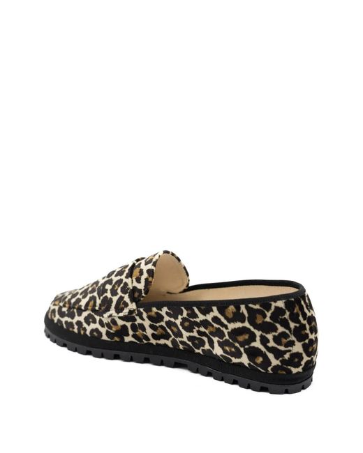Gondolina White Leopard-Print Loafers