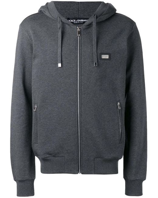 Dolce & Gabbana Gray Zip-Up Cotton Hoodie for men