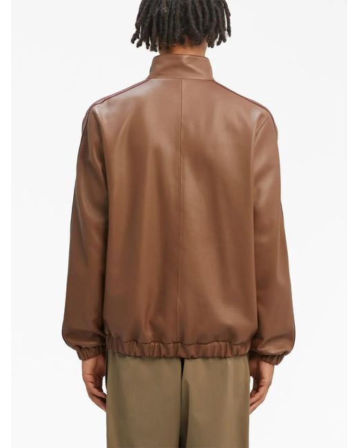 Palm Angels Brown Pa Monogram Leather Track Jacket for men