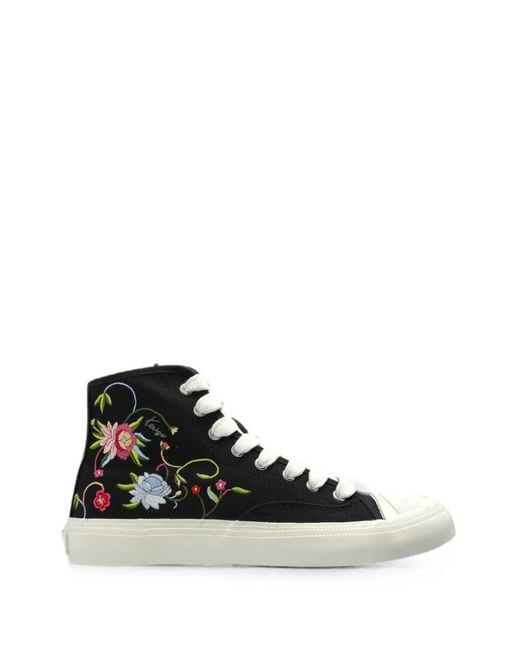 KENZO Black Hoshi High Floral-Embroidered Sneakers
