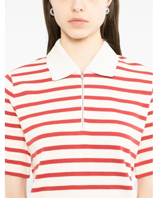 Jil Sander Pink Striped Zip-Up Polo Shirt