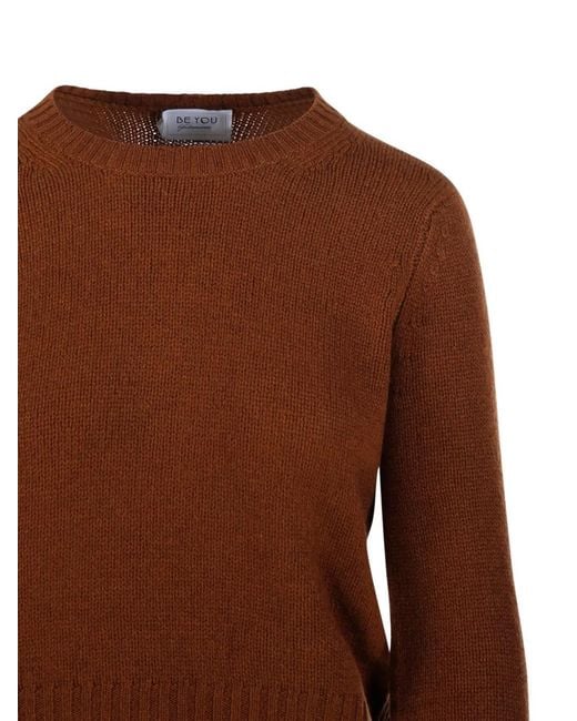 Be You Brown Round-Neck Ribbed Jumper