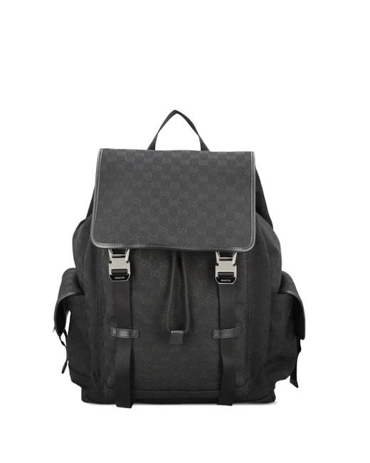 Gucci Black Large Gg-Motif Backpack for men