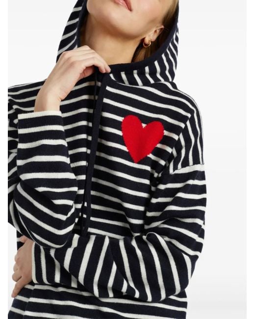 Chinti & Parker Blue Breton Heart Striped Hoodie