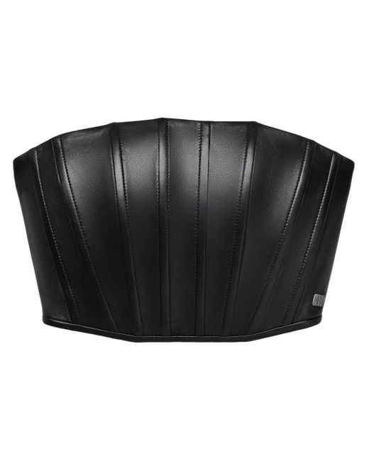 Marc Jacobs Black Strapless Leather Corset Top