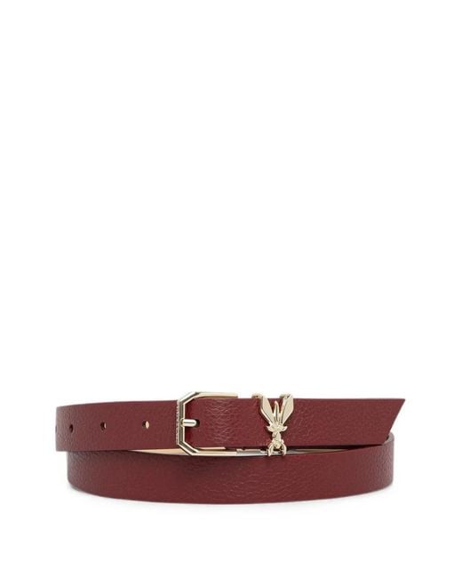 Patrizia Pepe Red Fly-Plaque Grained-Leather Belt