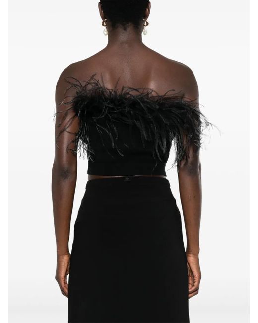 Alessandra Rich Black Feather-Trim Mini Skirt