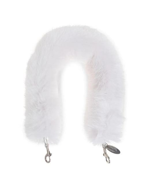 Balenciaga White Faux-Fur Bag Strap