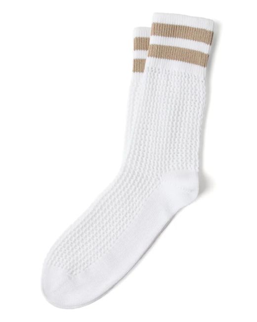 Brunello Cucinelli White Open-Knit Socks
