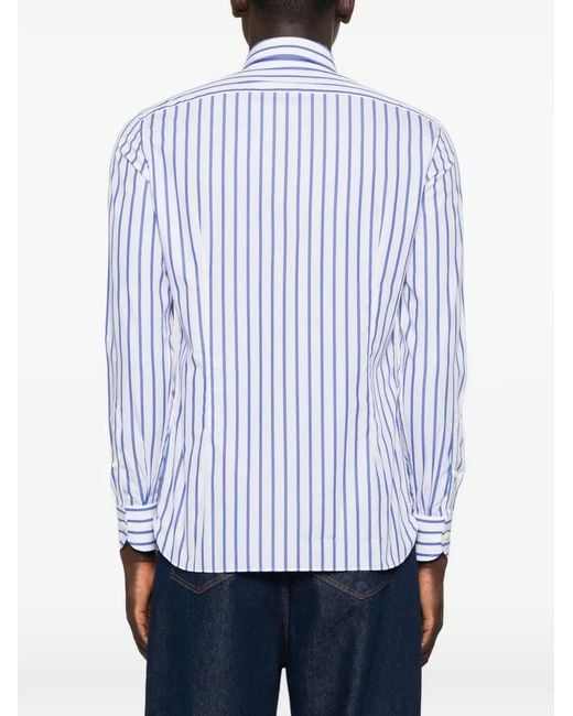 Truzzi Blue Vertical-Stripe Button-Down Shirt for men
