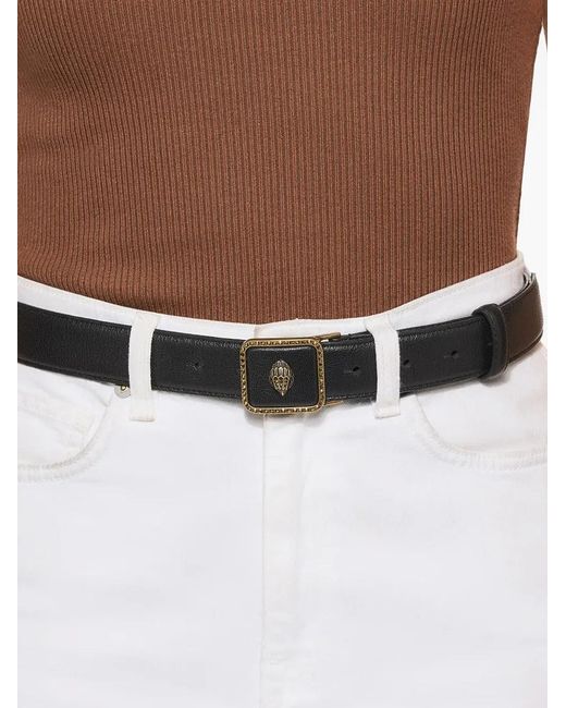 Kurt Geiger Black Pimlico 30 Eagle-Head Plaque Belt
