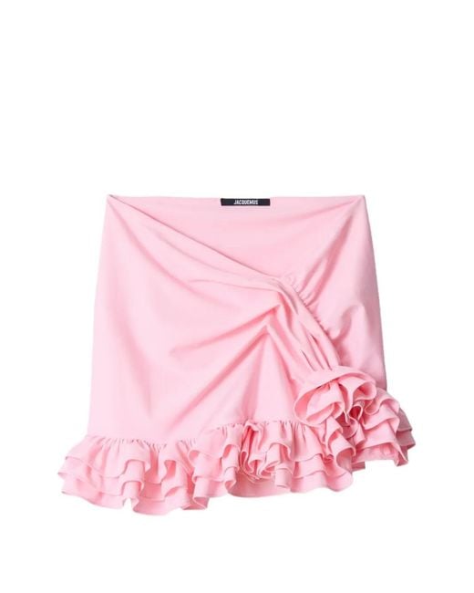 Jacquemus Pink The Playa Ruffled Mini Skirt