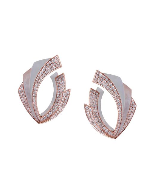ANANYA Pink 18Kt Rose Diamond Mogra Light Blossom Clip-On Earrings