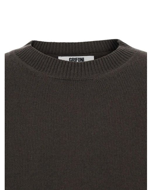 Grifoni Black Crew-Neck Sweater