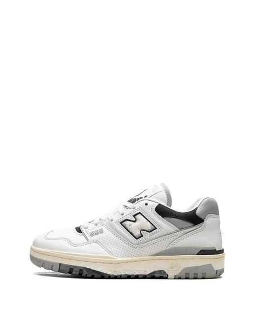New Balance White 550 Panelled Vintage Sneakers