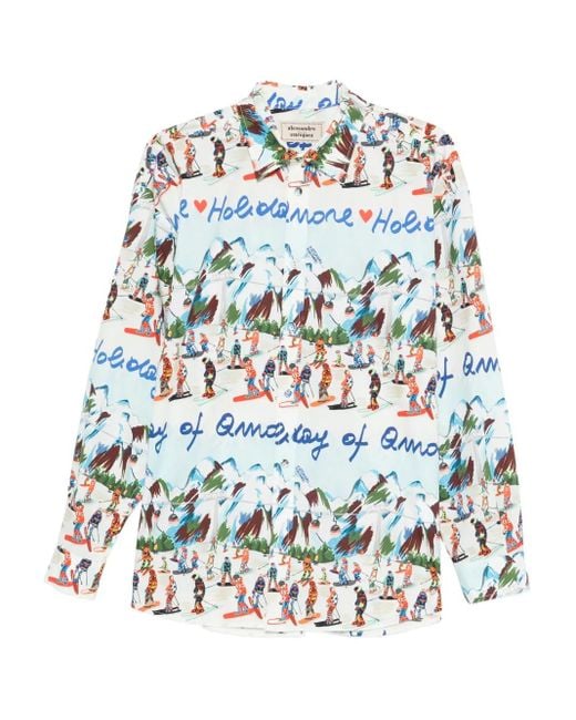 ALESSANDRO ENRIQUEZ White Hemd mit grafischem Print