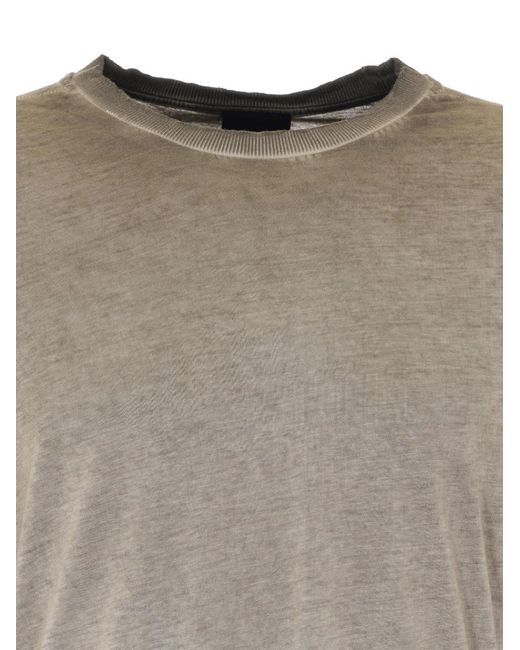 Thom Krom Gray Distressed Crewneck T-Shirt for men
