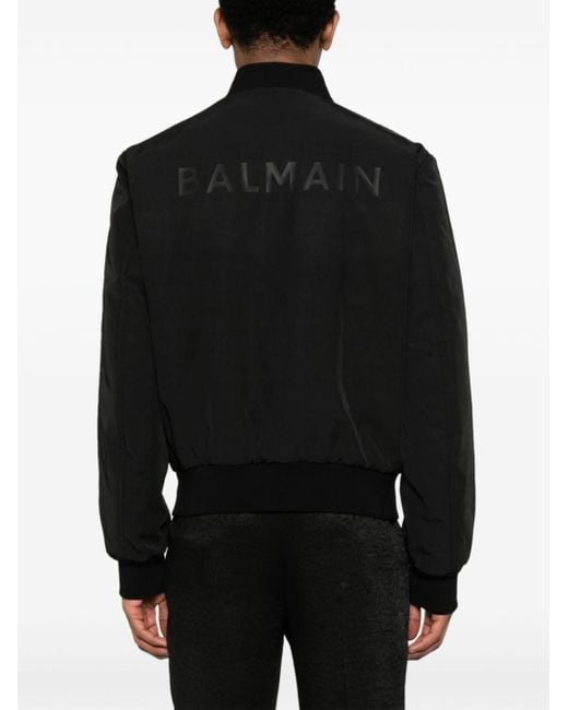Balmain Gabardine-Jacke mit Logo-Print in Black für Herren