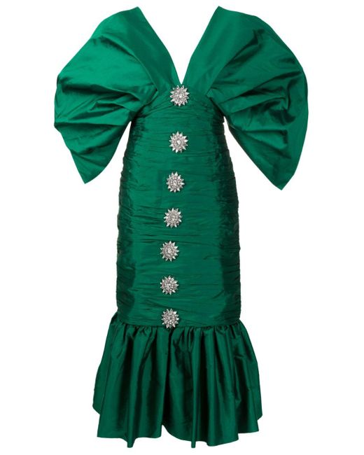 Olympiah Green V-neck Mermaid-design Dress