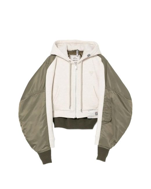 Maison Mihara Yasuhiro White Logo-Patch Hooded Jacket