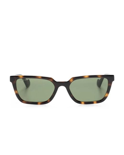 Gucci Green Rectangle-Frame Sunglasses