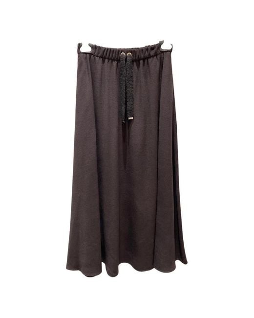 Herno Brown Drawstring-Waist Maxi Skirt