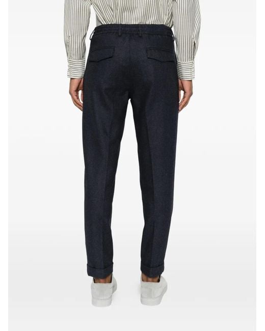 Eleventy Blue Drawstring-Waist Pleated Trousers for men