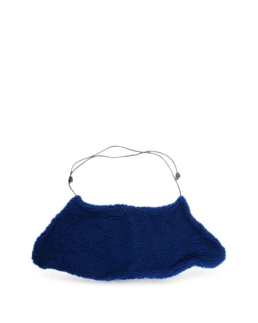 DSquared² Blue Fleece-Texture Drawstring Scarf
