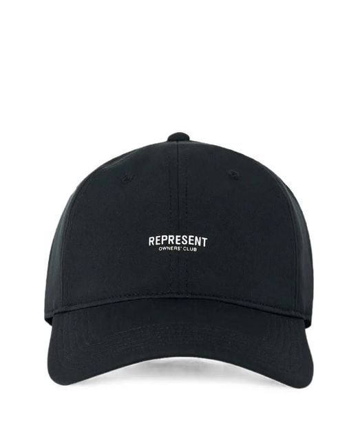 Represent Black Micro Owners Club Logo-Print Cap for men