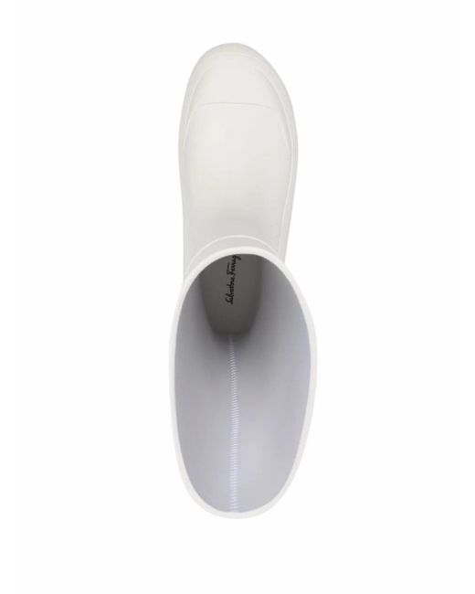 Ferragamo White Rain Boots With Logo