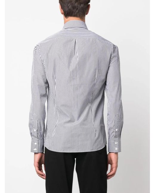 Brunello Cucinelli Blue Slim Fit Cotton Shirt for men