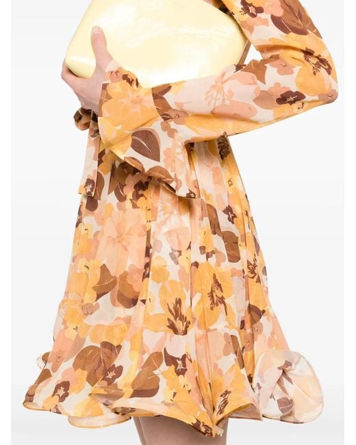 Zimmermann Orange Balance Lantern Mini Dress